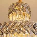 Modern crystal staircase chandelier for luxury foyer lighting by YOOGEE