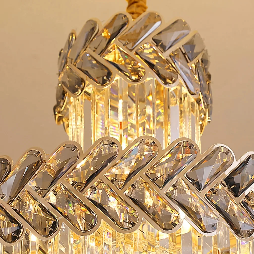 Modern crystal staircase chandelier for luxury foyer lighting by YOOGEE