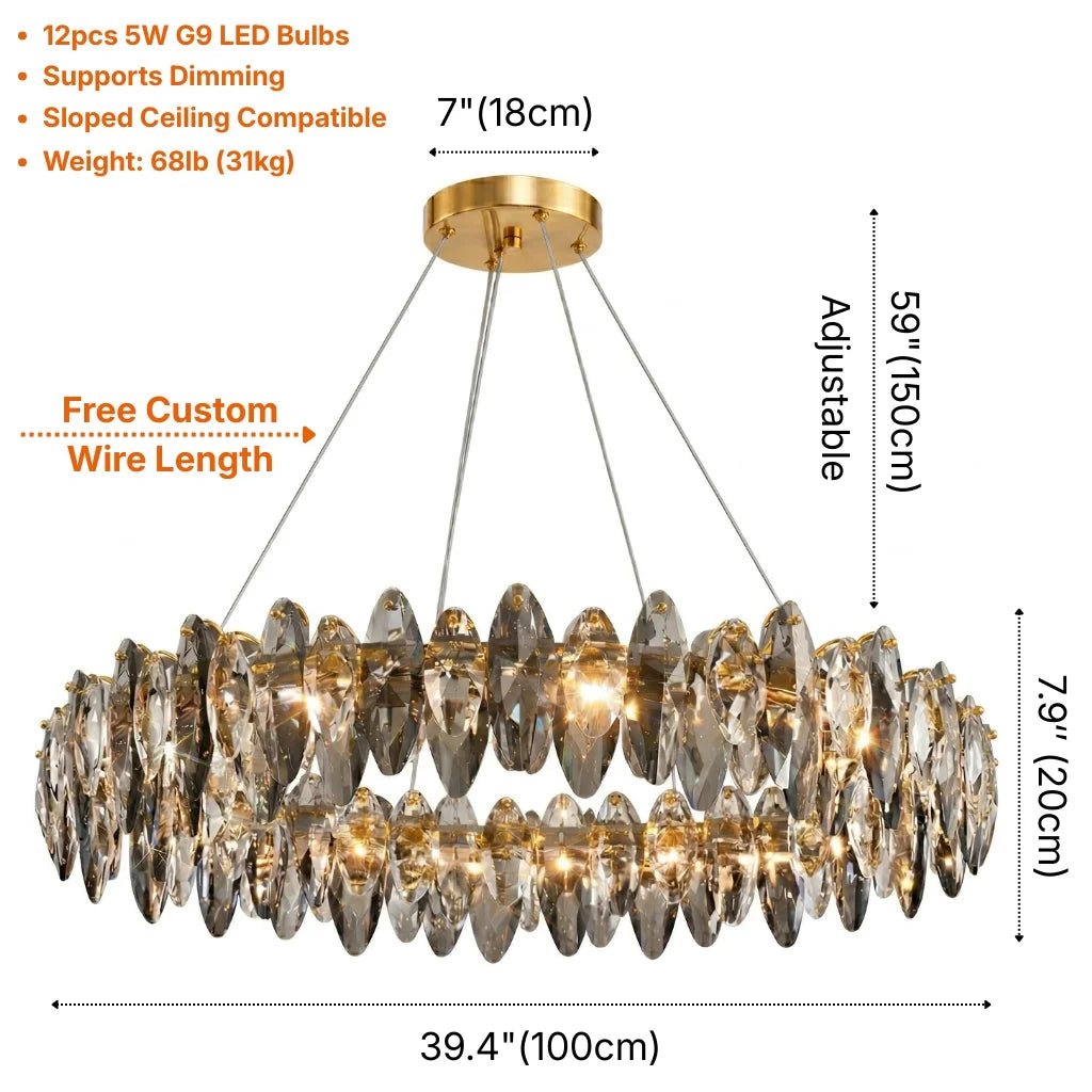 YOOGEE luxury crystal chandelier for modern dining room lighting