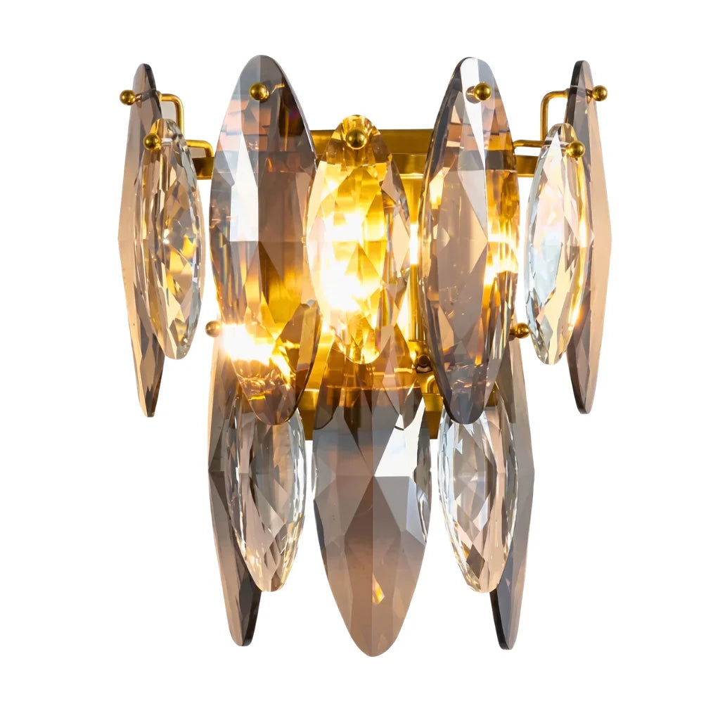 Cascadia Smoke Gray Crystal Wall Sconce for Living Room & Bedroom