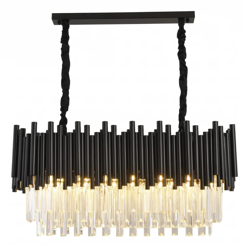 Nocturne Modern Black Crystal Pendant Light for Kitchen Island & Dining Room