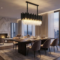 Nocturne Modern Black Crystal Pendant Light for Kitchen Island & Dining Room