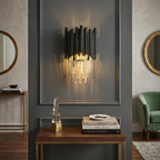 Nocturne Modern Black Crystal Wall Sconce for Bedroom & Hallway