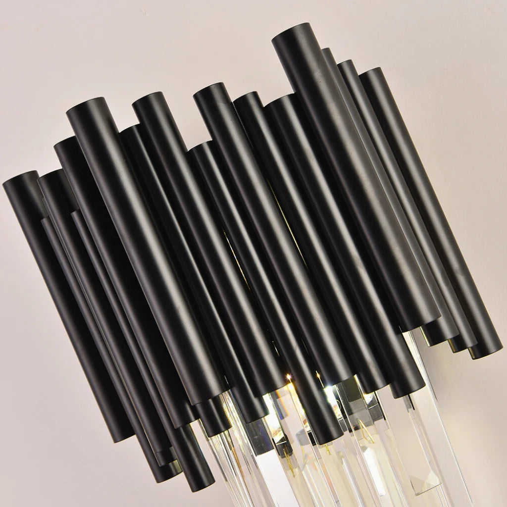 Nocturne Modern Black Crystal Wall Sconce for Bedroom & Hallway