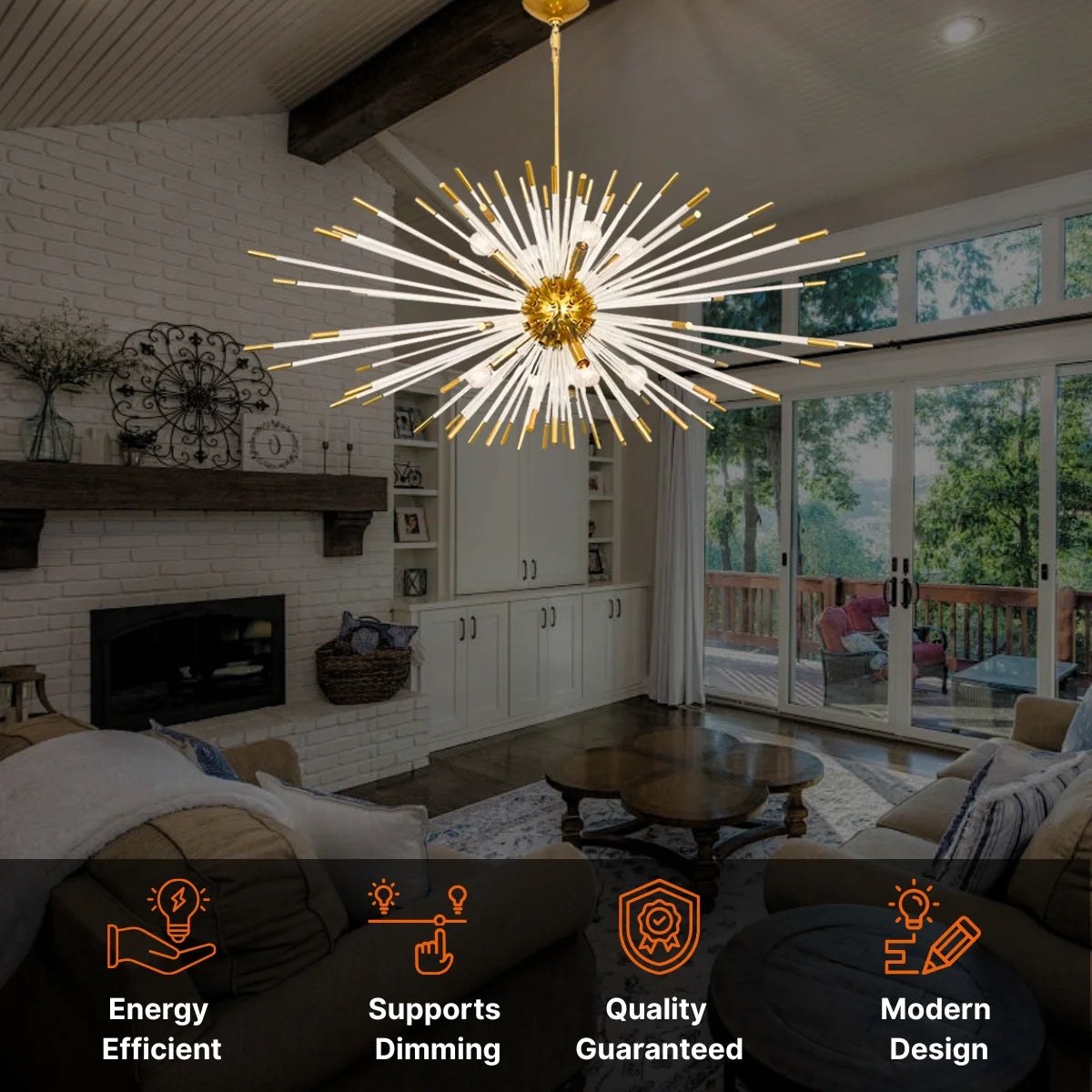 Lumi Gold Glass Chandelier