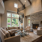 Black Iron and Obsidian Chandelier Gema — spiral arm detail