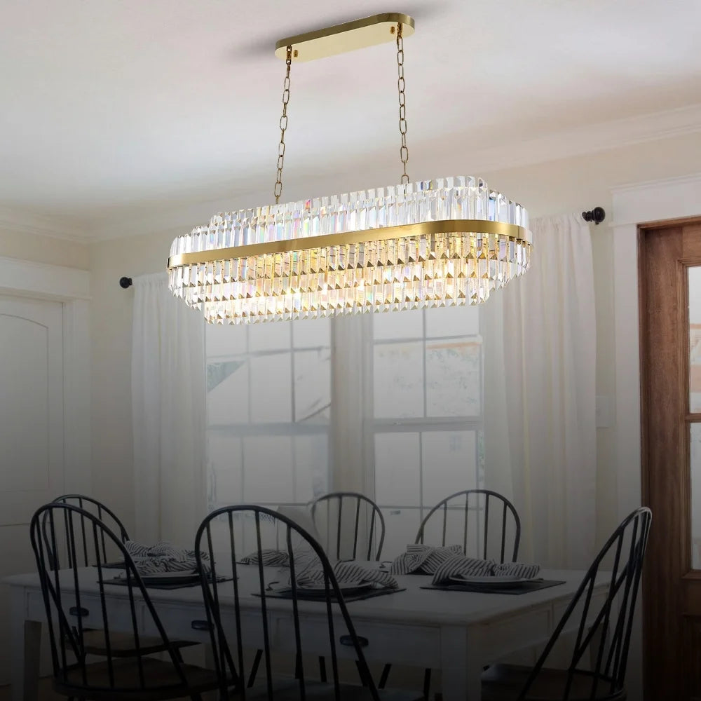 Vera Luxury Gold Crystal Pendant Light for Dining Room & Kitchen