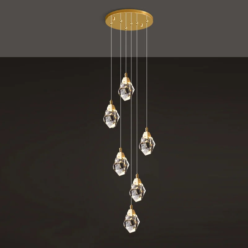 6 lights diamond crystal chandelier for staircase