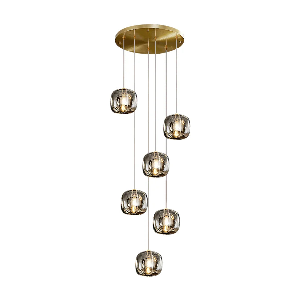 6 lights smokr gray crystal chandelier for staircase