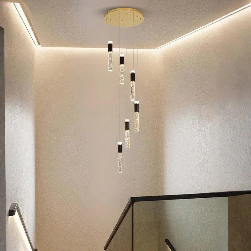 6 lights spiral chandelier for staircase