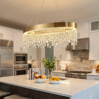 Zara Oval Crystal LED Pendant Light for Dining Room & Kitchen Island