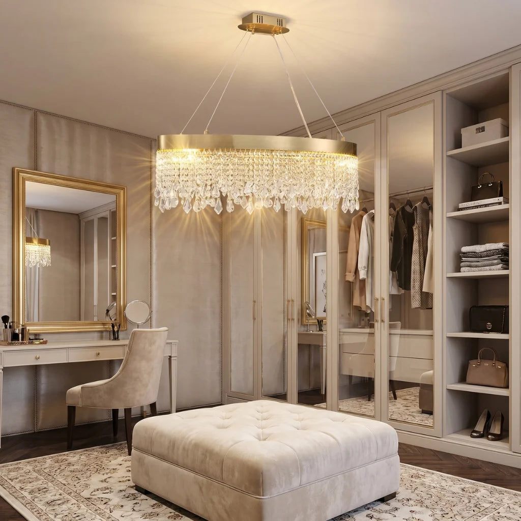 Zara Oval Crystal LED Pendant Light for Dining Room & Kitchen Island
