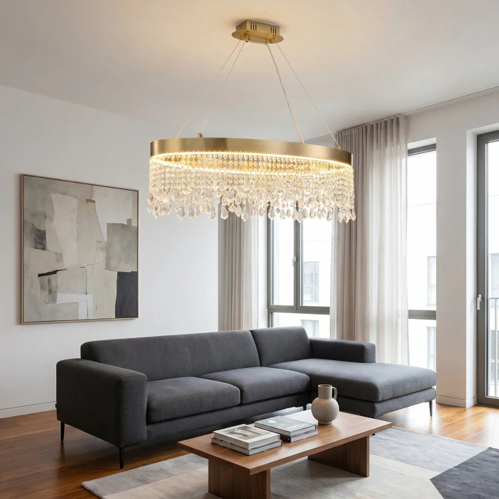 Zara Oval Crystal LED Pendant Light for Dining Room & Kitchen Island