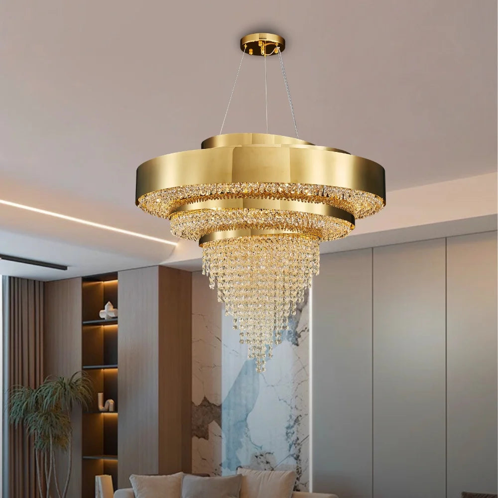 living room gold crystal chandelier