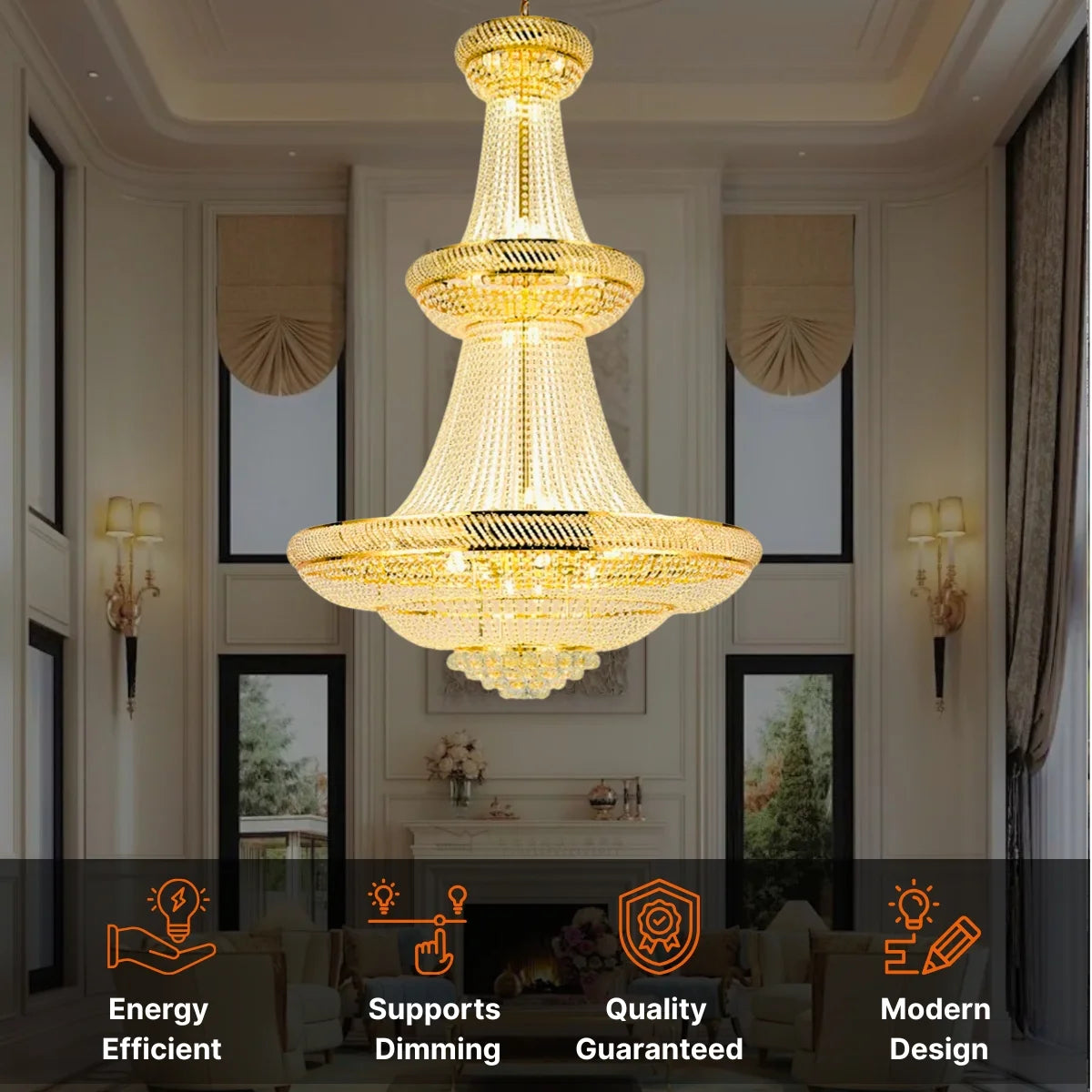 Tower Large Gold Chandelier