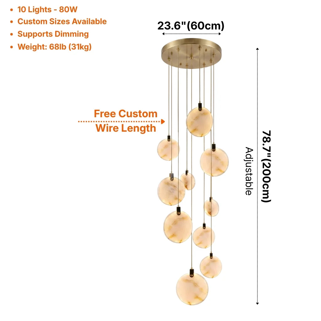 Marble Staircase Chandelier for Tall Foyers & Stairwells