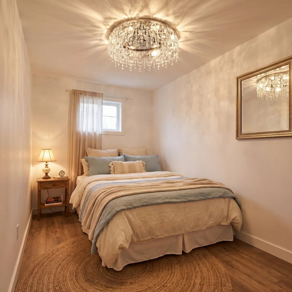 Rain Modern Crystal Ceiling Lamp for Living Room & Dining Room