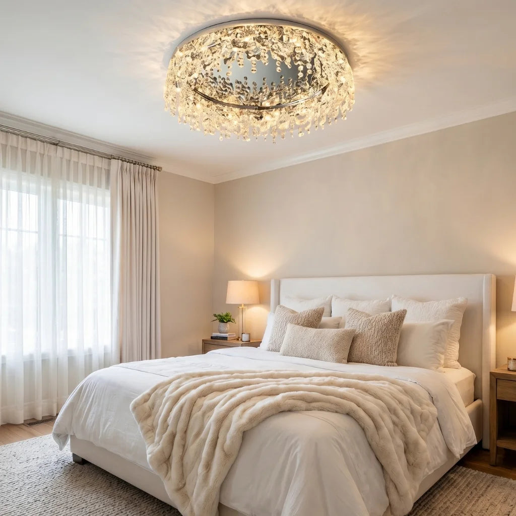 Rain Modern Crystal Ceiling Lamp for Living Room & Dining Room