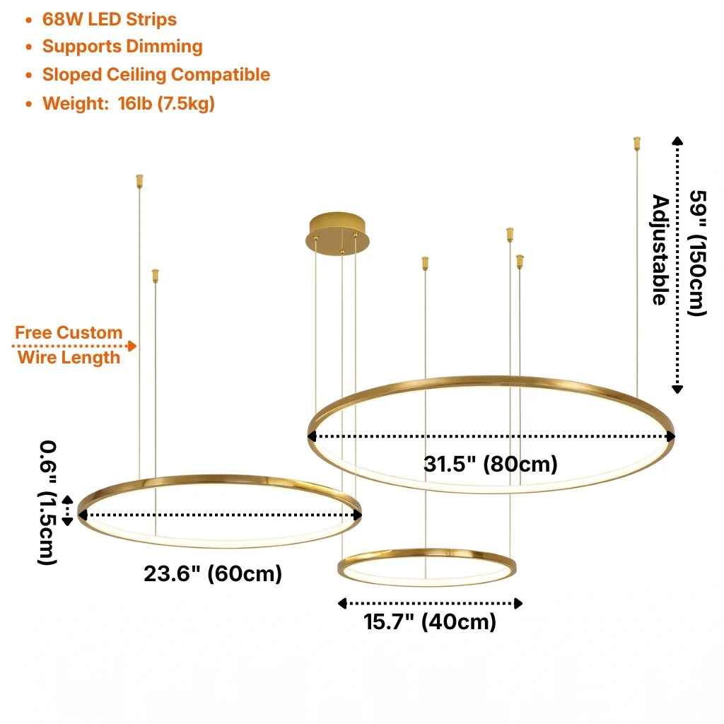 Aura Gold Ring LED Chandelier for Living Room & Foyer