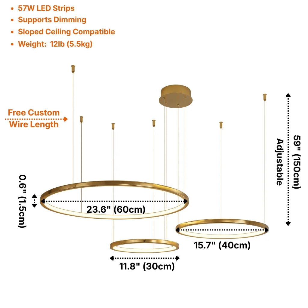 Aura Gold Ring LED Chandelier for Living Room & Foyer