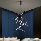 black linear chandelier