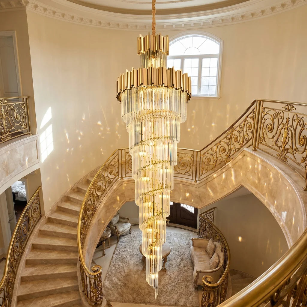 Large entryway chandelier for high ceiling home lighting in the US