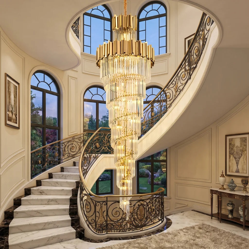 YOOGEE luxury staircase chandelier for high ceiling entryway lighting