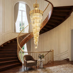 Modern crystal staircase chandelier for luxury foyer lighting by YOOGEE
