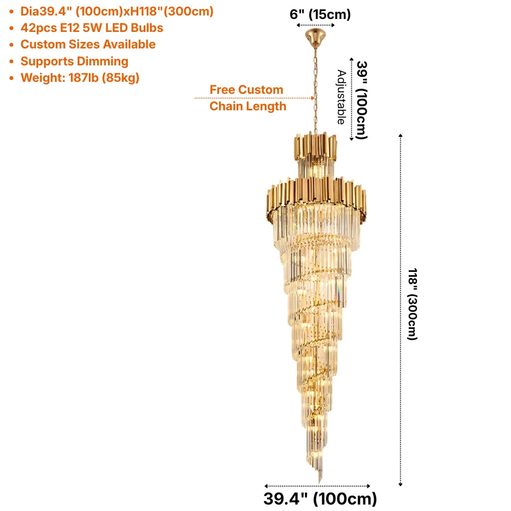 Modern crystal staircase chandelier for luxury foyer lighting by YOOGEE