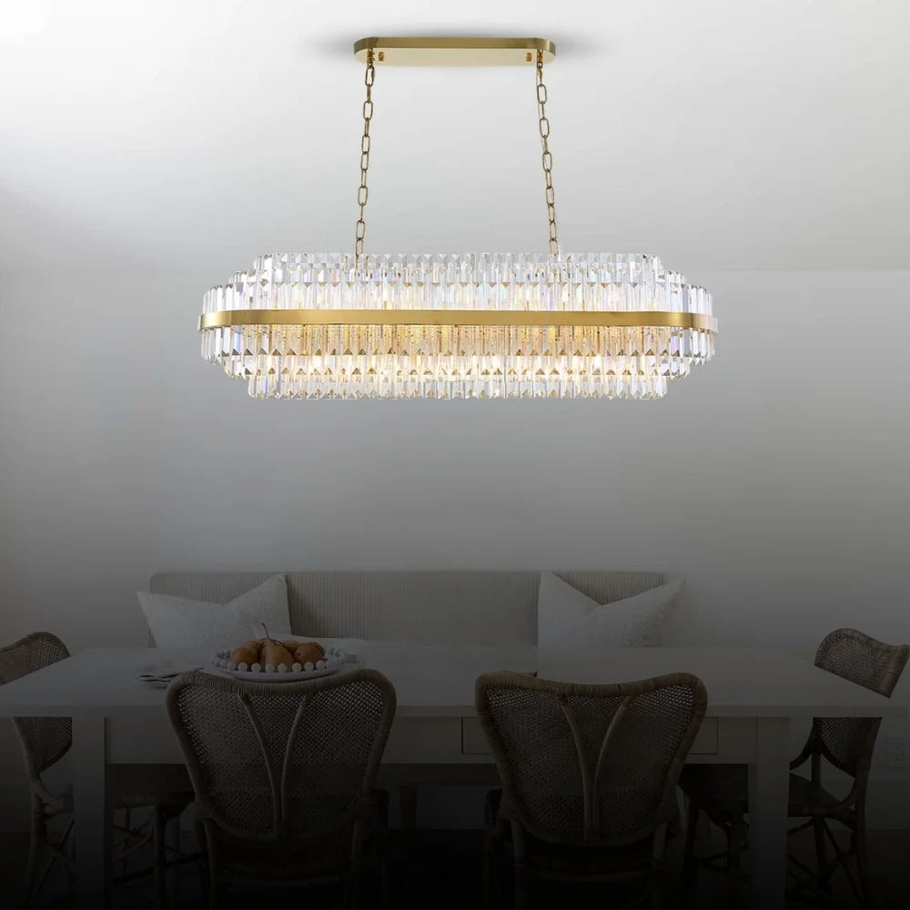 Vera Luxury Gold Crystal Pendant Light for Dining Room & Kitchen