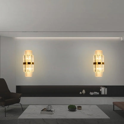 Vera Modern Gold Crystal Wall Sconce for Bedroom & Living Room