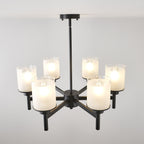 Clara matte black farmhouse chandelier top view showing metal frame structure