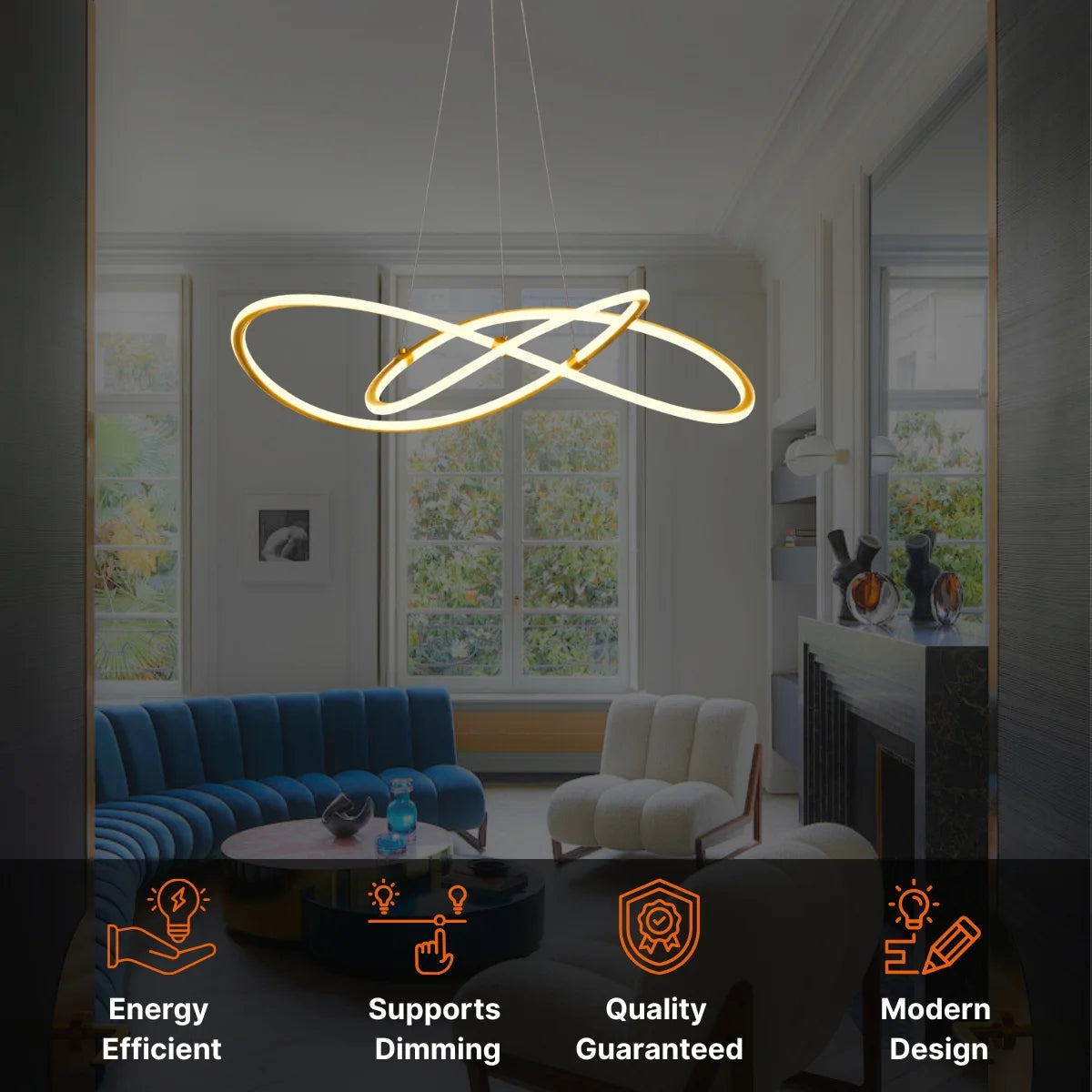 Rays Black Gold Pendant Light