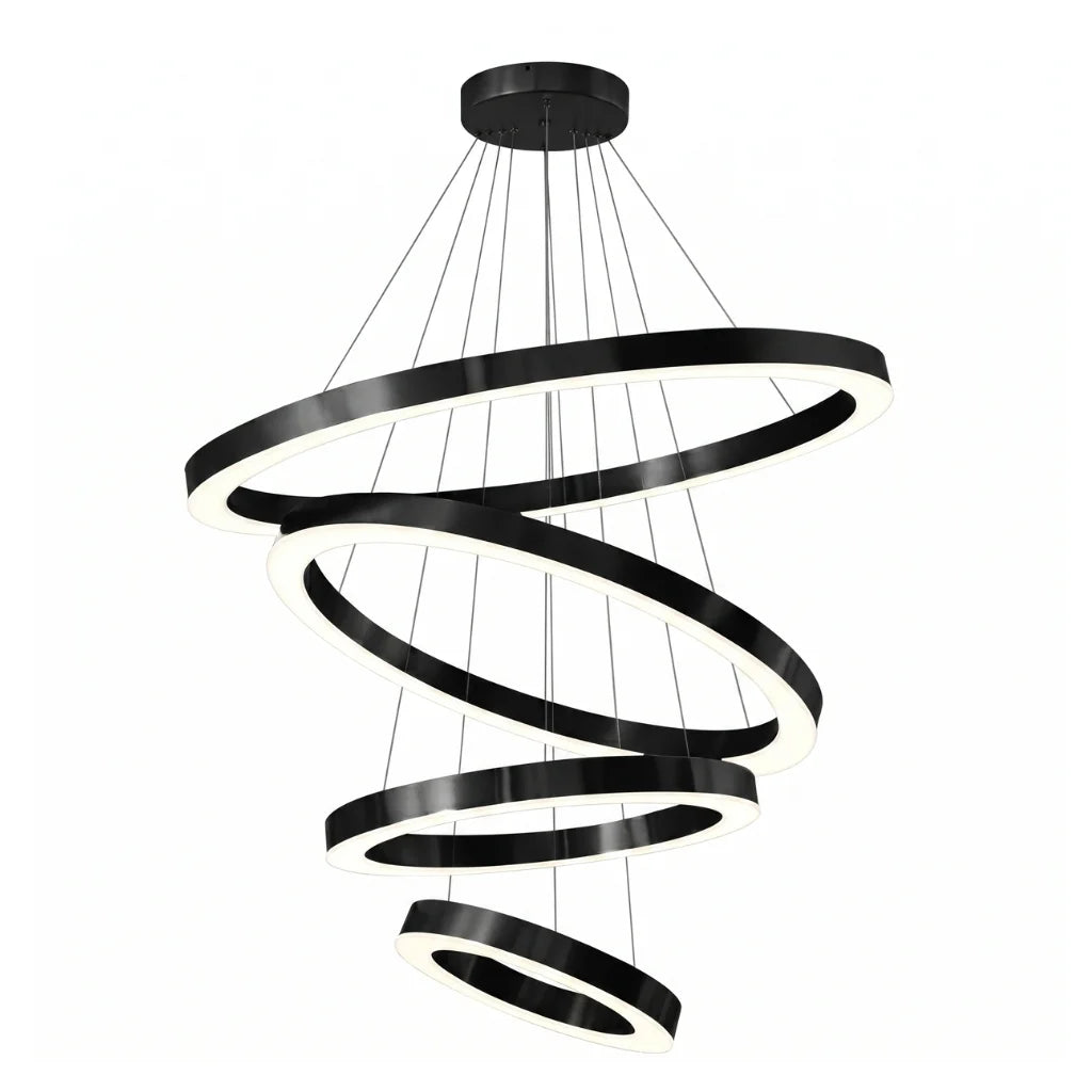 Cosmo Modern Black Ring LED Chandelier for Dining Room & Living Room