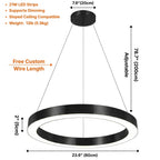 Cosmo Modern Black Ring LED Chandelier for Dining Room & Living Room