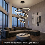 Cosmo Modern Black Ring LED Chandelier for Dining Room & Living Room