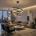 Cosmo Modern Black Ring LED Chandelier for Dining Room & Living Room
