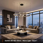 Cosmo Modern Black Ring LED Chandelier for Dining Room & Living Room