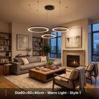 Cosmo Modern Black Ring LED Chandelier for Dining Room & Living Room