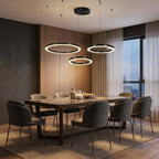 Cosmo Modern Black Ring LED Chandelier for Dining Room & Living Room