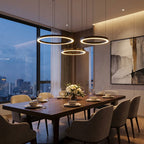 Cosmo Modern Black Ring LED Chandelier for Dining Room & Living Room