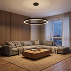 Cosmo Modern Black Ring LED Chandelier for Dining Room & Living Room