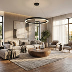 Cosmo Modern Black Ring LED Chandelier for Dining Room & Living Room