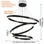 Cosmo Modern Black Ring LED Chandelier for Dining Room & Living Room