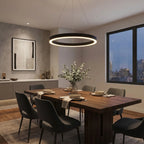 Cosmo Modern Black Ring LED Chandelier for Dining Room & Living Room