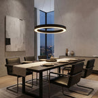 Cosmo Modern Black Ring LED Chandelier for Dining Room & Living Room