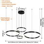 Cosmo Modern Black Ring LED Chandelier for Dining Room & Living Room