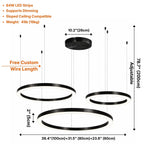 Cosmo Modern Black Ring LED Chandelier for Dining Room & Living Room