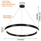 Cosmo Modern Black Ring LED Chandelier for Dining Room & Living Room