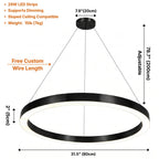 Cosmo Modern Black Ring LED Chandelier for Dining Room & Living Room